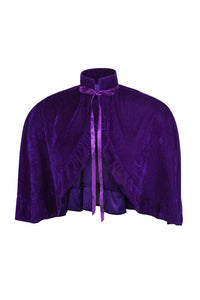Daisy Corsets Dark Purple Velvet Ruffle Cape in Purple  from SexyShoes.com