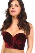 Dark Red Crushed Velvet Underwire Short Bustier