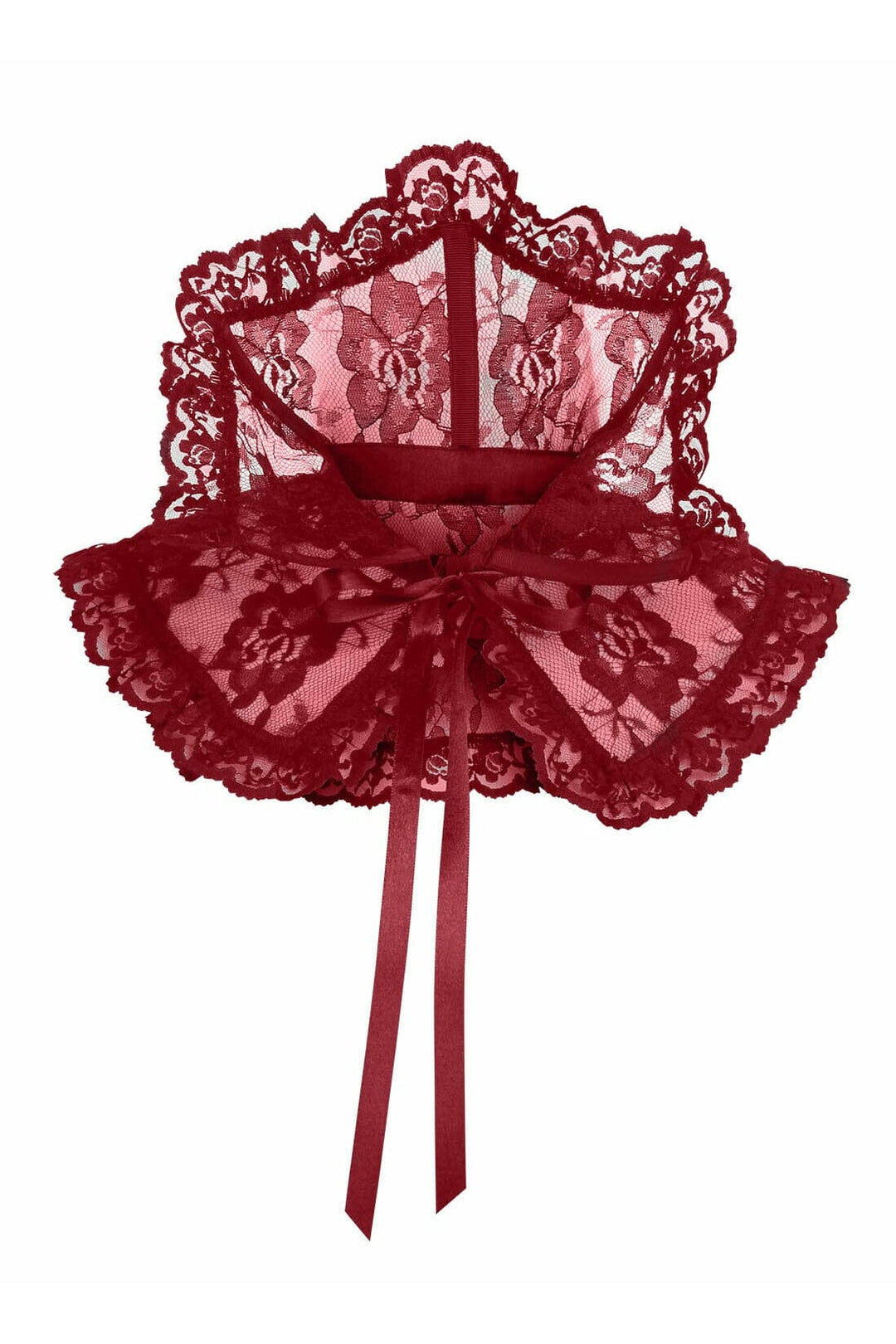 Dark Red Lace Neck Collar-Costume Kits-Daisy Corsets-Red-O/S-SEXYSHOES.COM