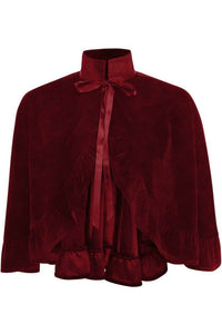 Daisy Corsets Dark Red Velvet Ruffle Cape in Red  from SexyShoes.com
