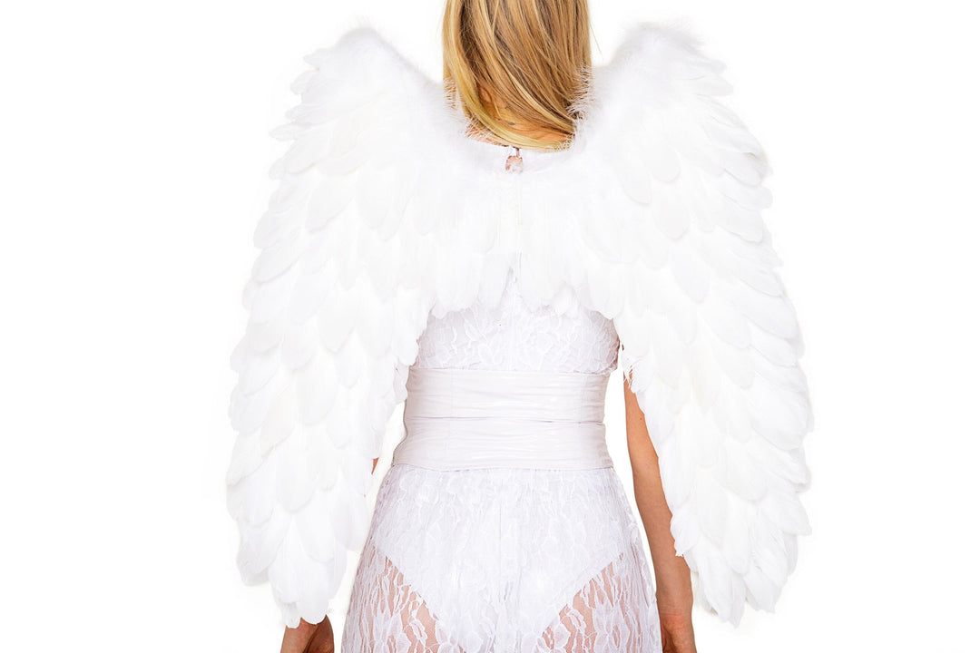 Delux Feathered Wings-Wings + Harness-Roma Costumes-White-O/S-SEXYSHOES.COM