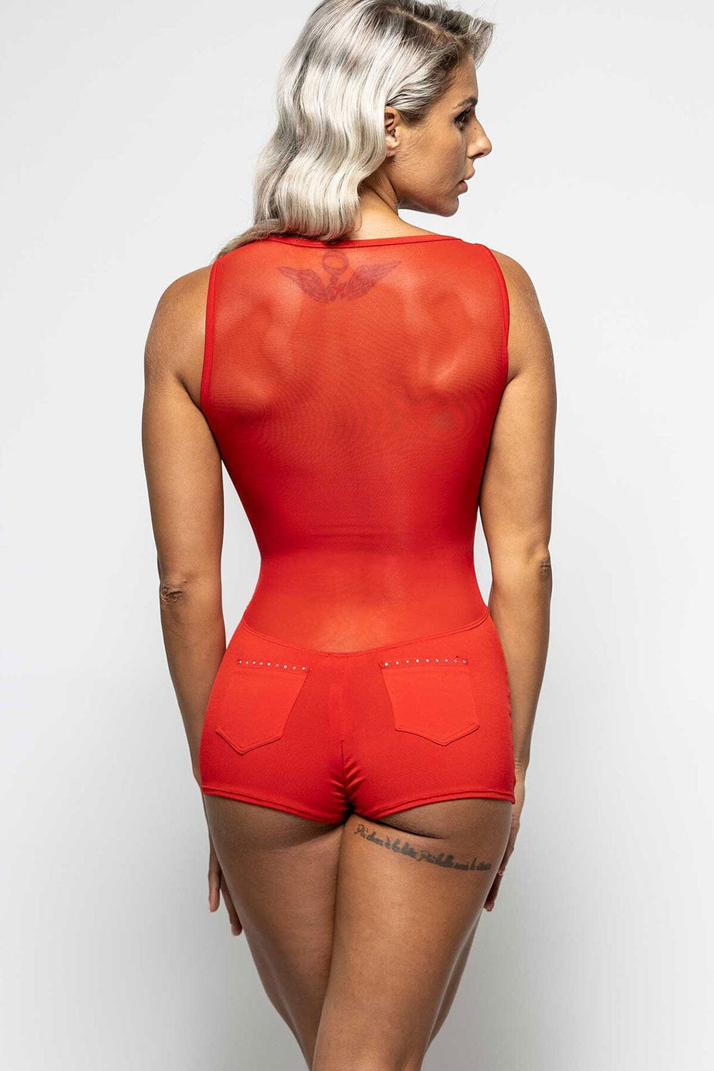 Dilys Black Lycra Playsuit-Fetish Bodysuits-Les P'tites Folies-SEXYSHOES.COM