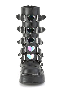 Demonia EMILY-330 Black Vegan Leather Knee Boot in Black Vegan Leather