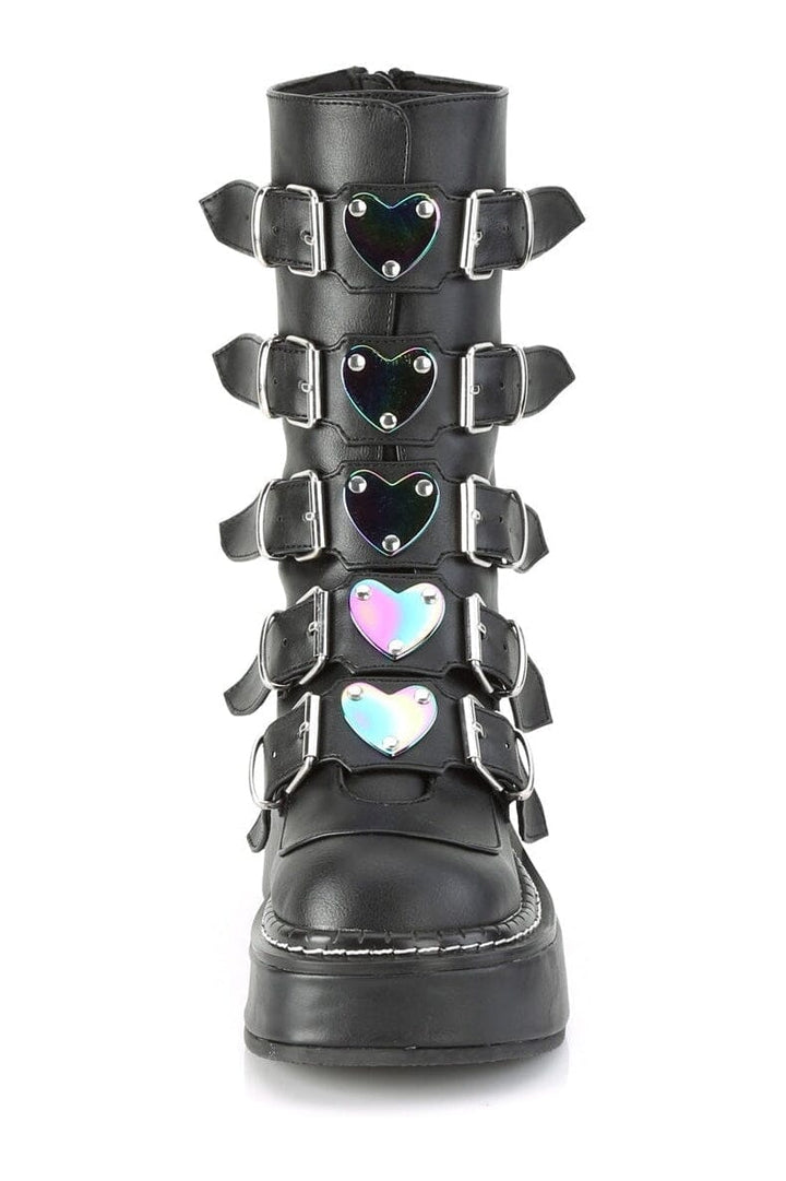 EMILY-330 Black Vegan Leather Knee Boot