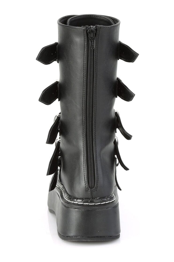 Demonia EMILY-330 Black Vegan Leather Knee Boot in Black Vegan Leather