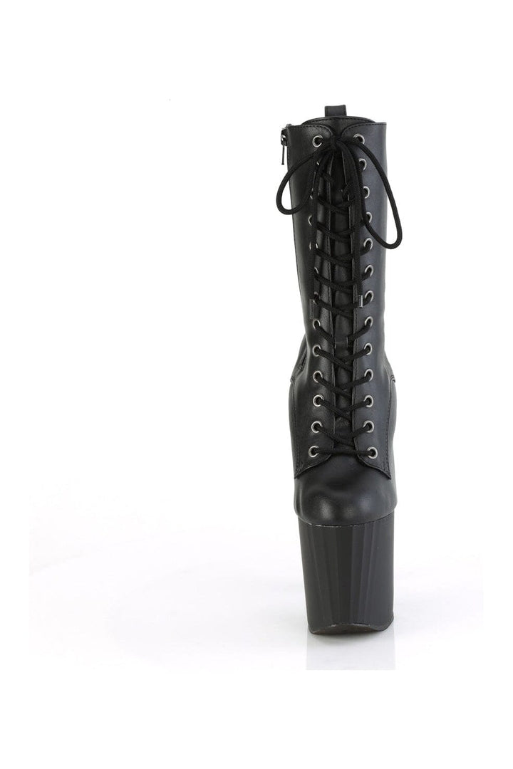 ENCHANT-1040 Black Faux Leather Knee Boot