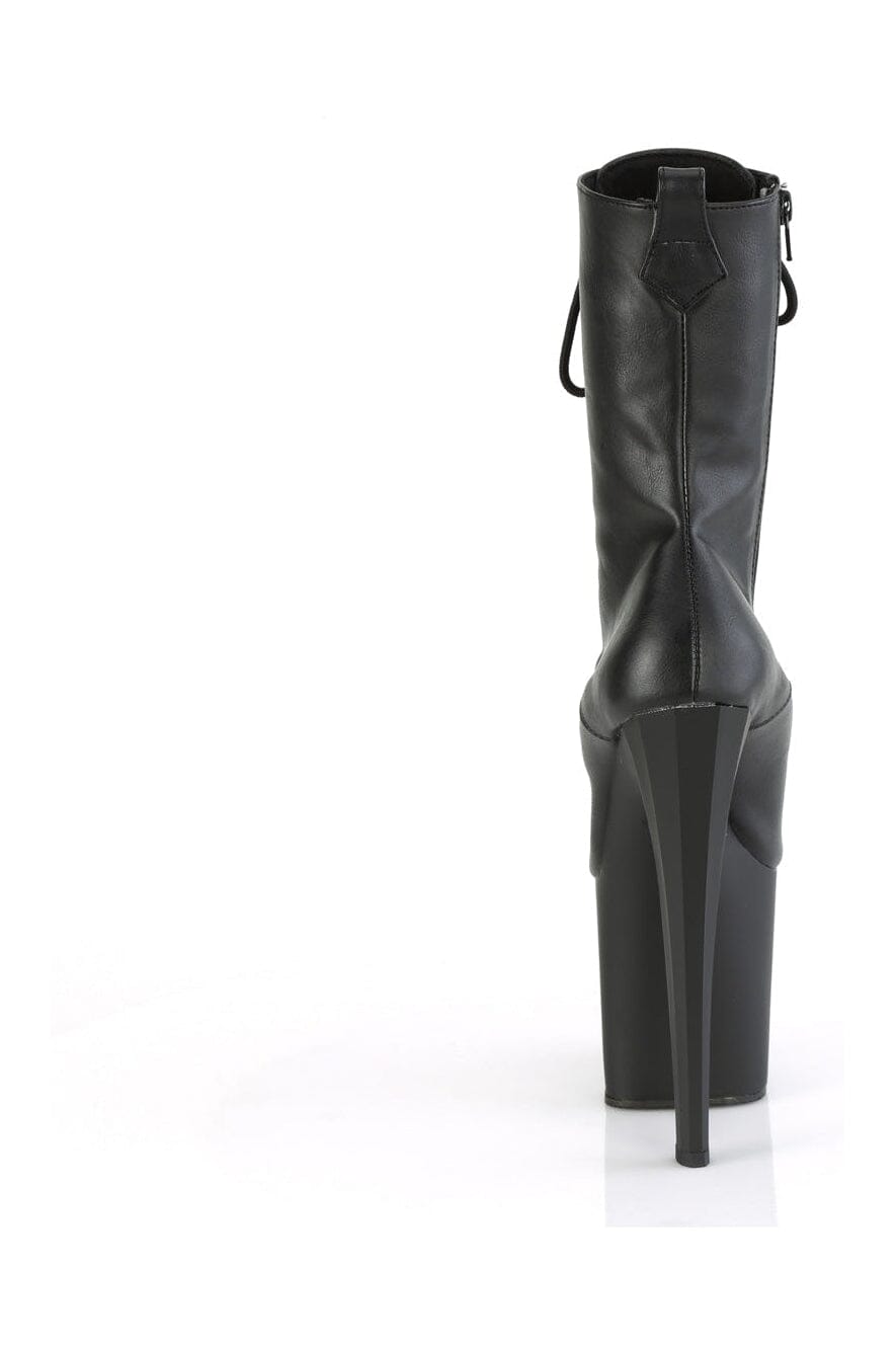 Pleaser ENCHANT-1040 Black Faux Leather Knee Boot in Black Faux Leather