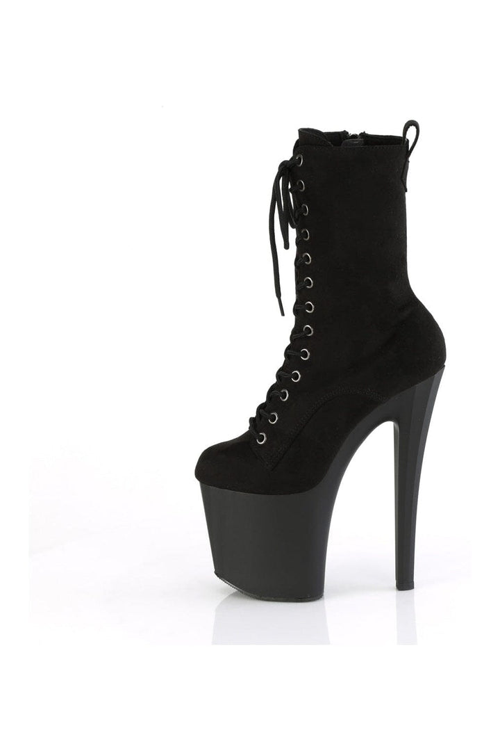 ENCHANT-1040 Black Faux Suede Knee Boot-Knee Boots-Pleaser-SEXYSHOES.COM