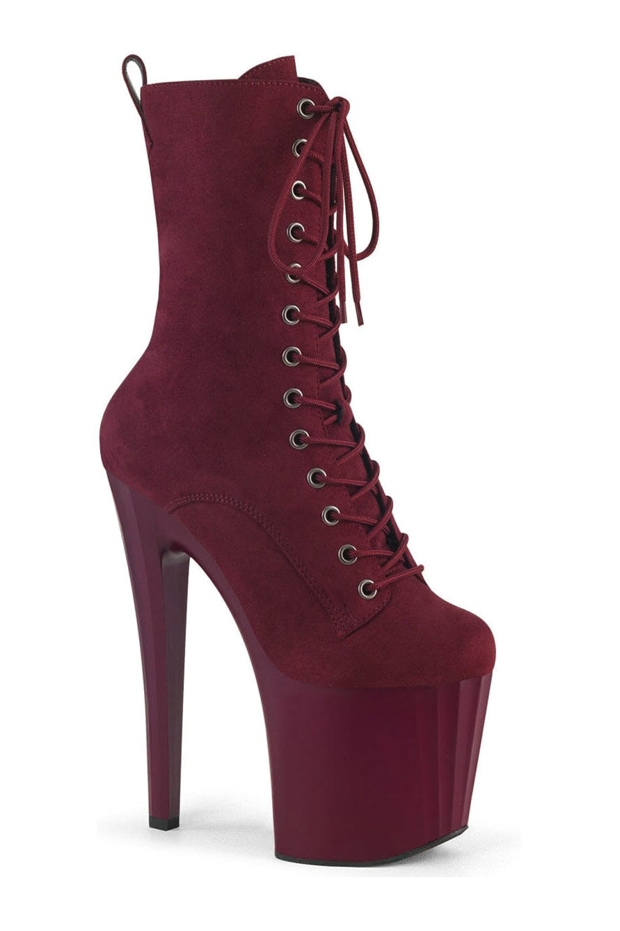 ENCHANT-1040 Burgundy Faux Suede Knee Boot-Knee Boots-Pleaser-Burgundy-10-Faux Suede-SEXYSHOES.COM