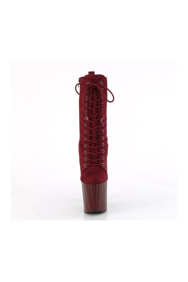 ENCHANT-1040 Burgundy Faux Suede Knee Boot