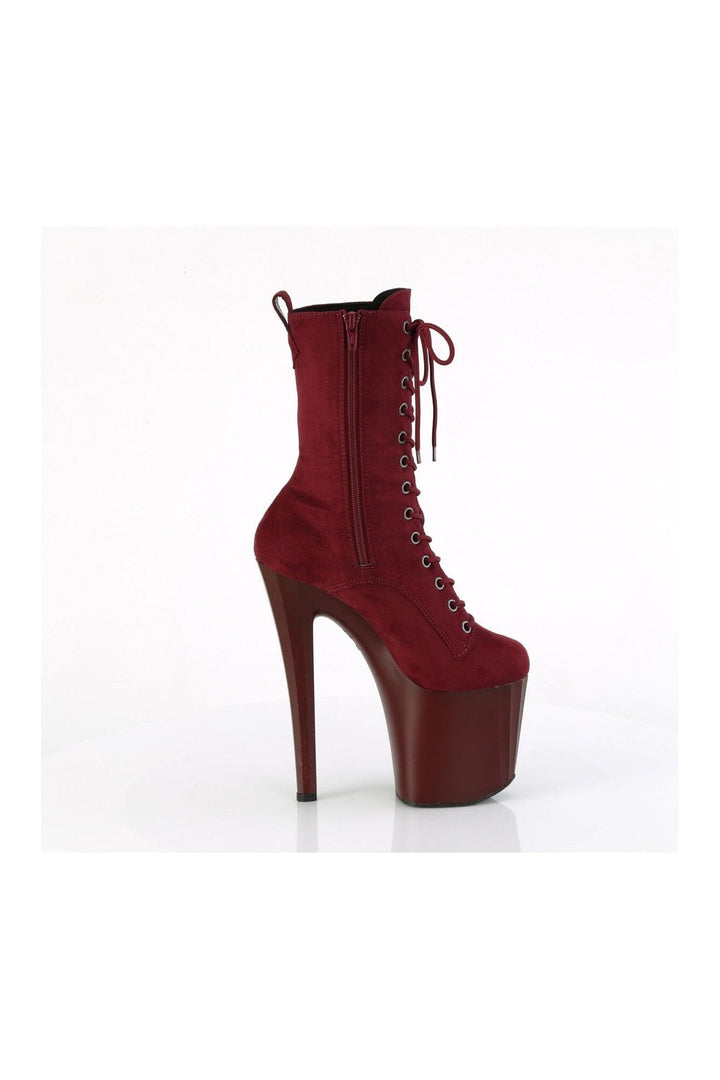 ENCHANT-1040 Burgundy Faux Suede Knee Boot-Knee Boots-Pleaser-SEXYSHOES.COM