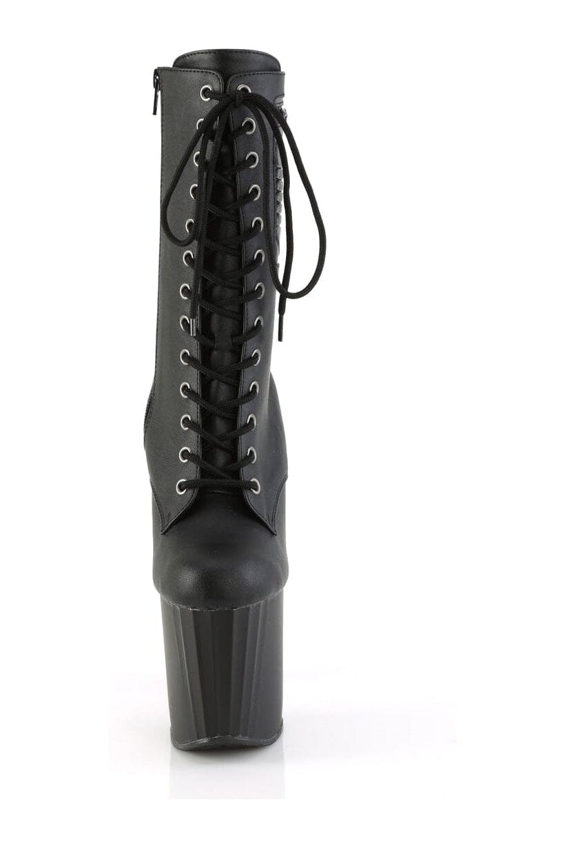 Pleaser ENCHANT-1040PK Black Faux Leather Ankle Boot in Black Faux Leather