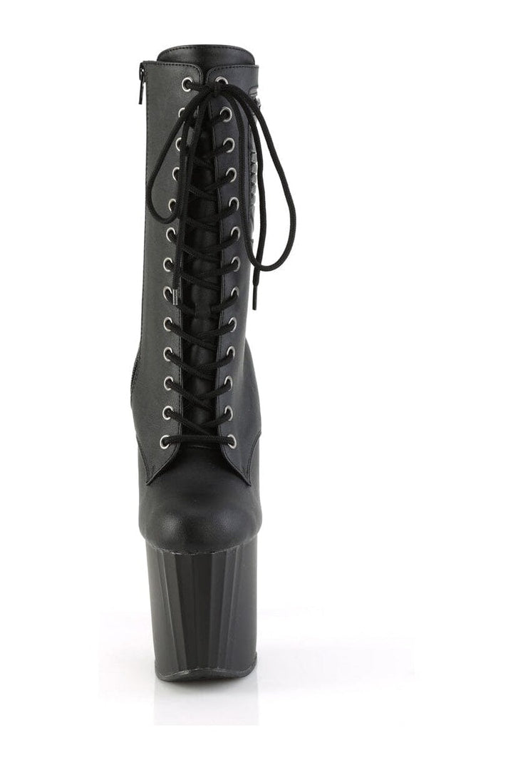 ENCHANT-1040PK Black Faux Leather Ankle Boot