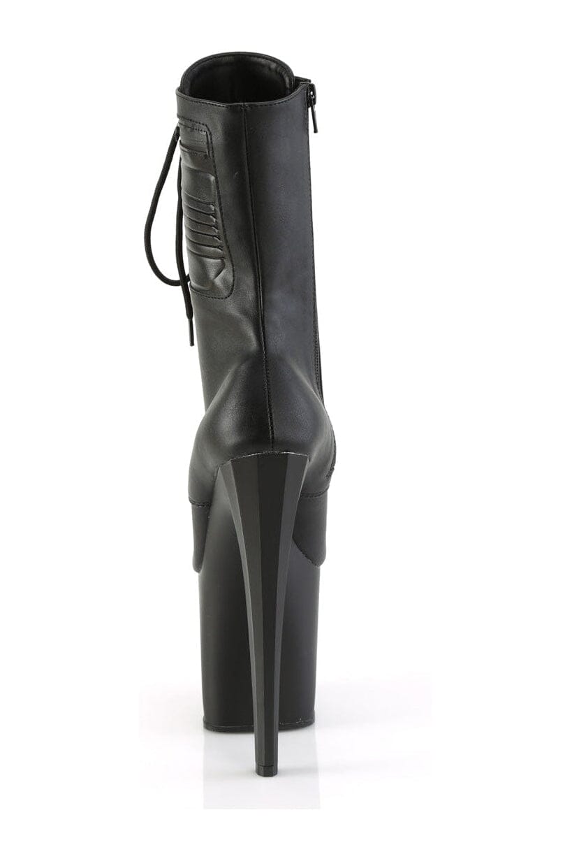 Pleaser ENCHANT-1040PK Black Faux Leather Ankle Boot in Black Faux Leather