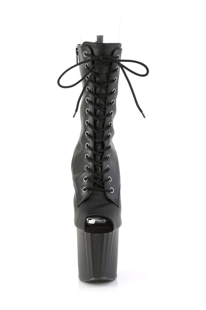 ENCHANT-1041 Black Faux Leather Ankle Boot