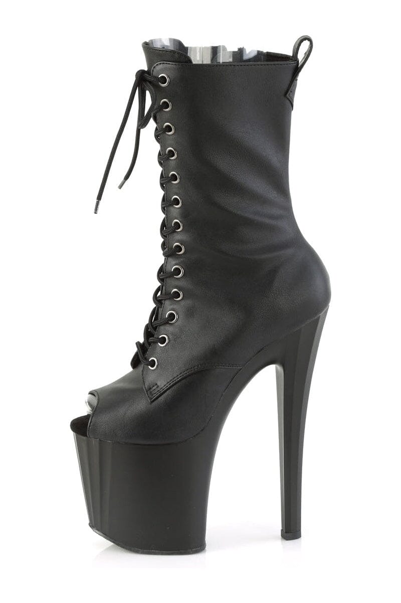 Pleaser ENCHANT-1041 Black Faux Leather Ankle Boot in Black Faux Leather