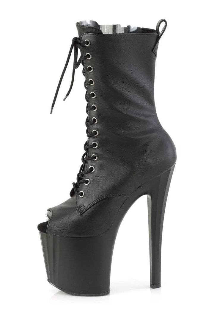 ENCHANT-1041 Black Faux Leather Ankle Boot-Ankle Boots-Pleaser-SEXYSHOES.COM