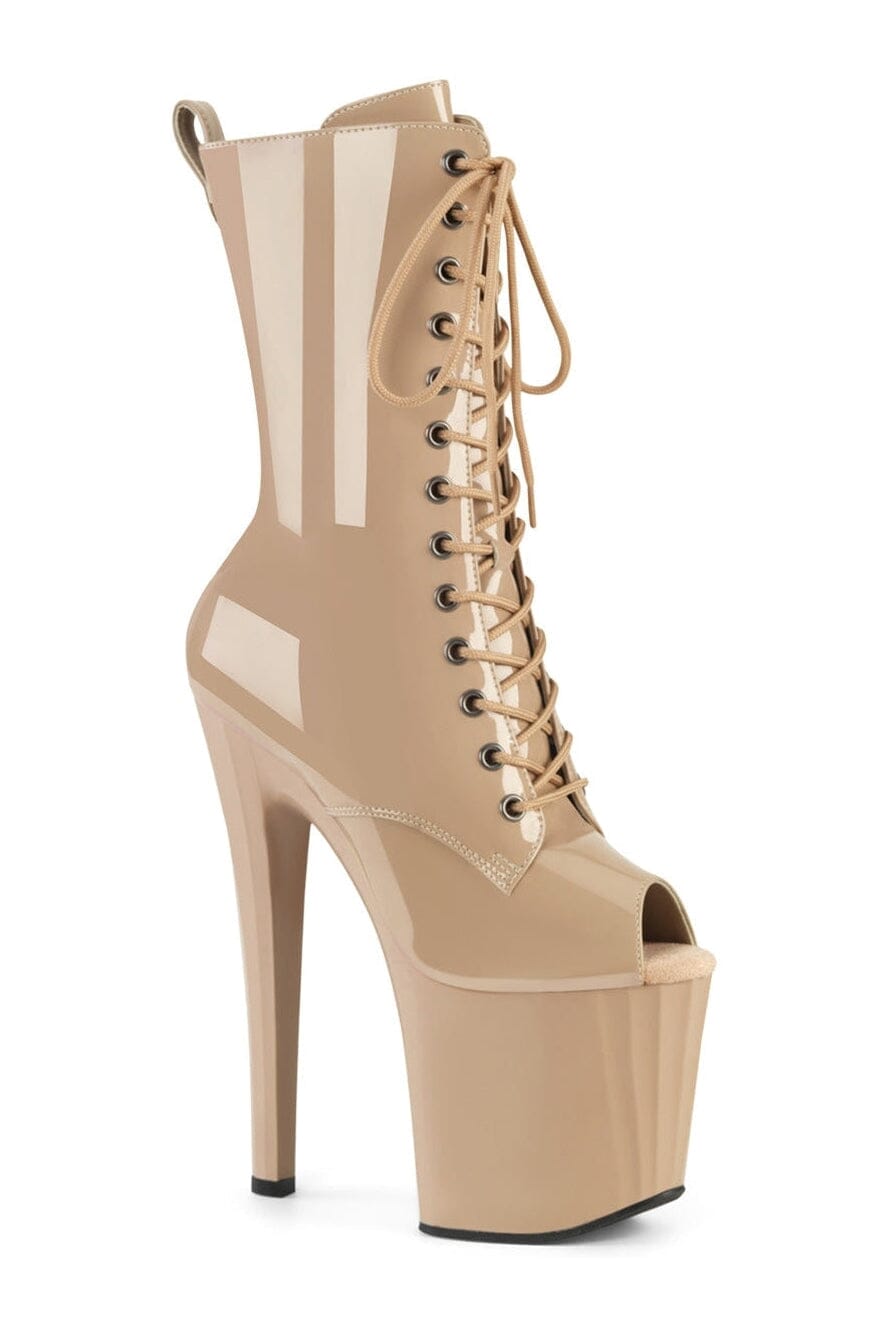 ENCHANT-1041 Nude Patent Ankle Boot-Ankle Boots-Pleaser-Nude-10-Patent-SEXYSHOES.COM