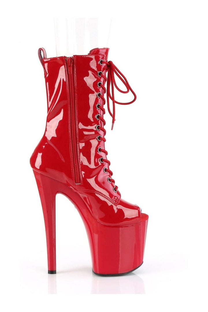 ENCHANT-1041 Red Patent Ankle Boot-Ankle Boots-Pleaser-SEXYSHOES.COM