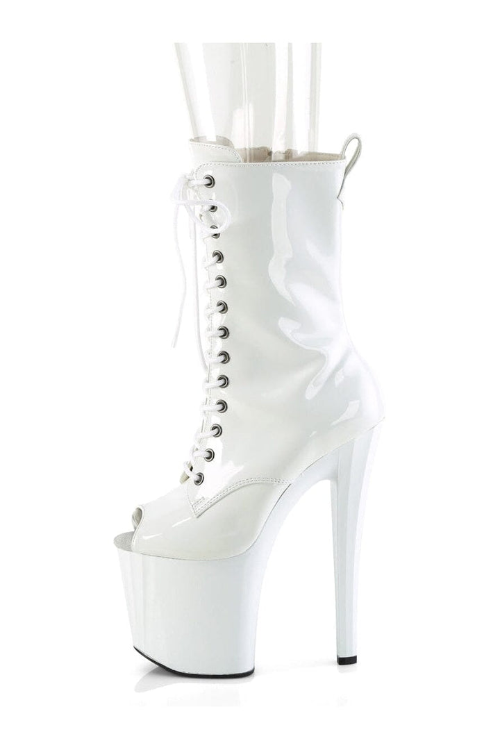 ENCHANT-1041 White Patent Ankle Boot-Ankle Boots-Pleaser-SEXYSHOES.COM