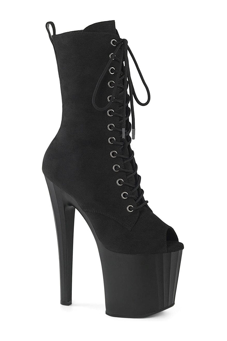 ENCHANT-1041FS Black Faux Suede Ankle Boot-Ankle Boots-Pleaser-Black-10-Faux Suede-SEXYSHOES.COM