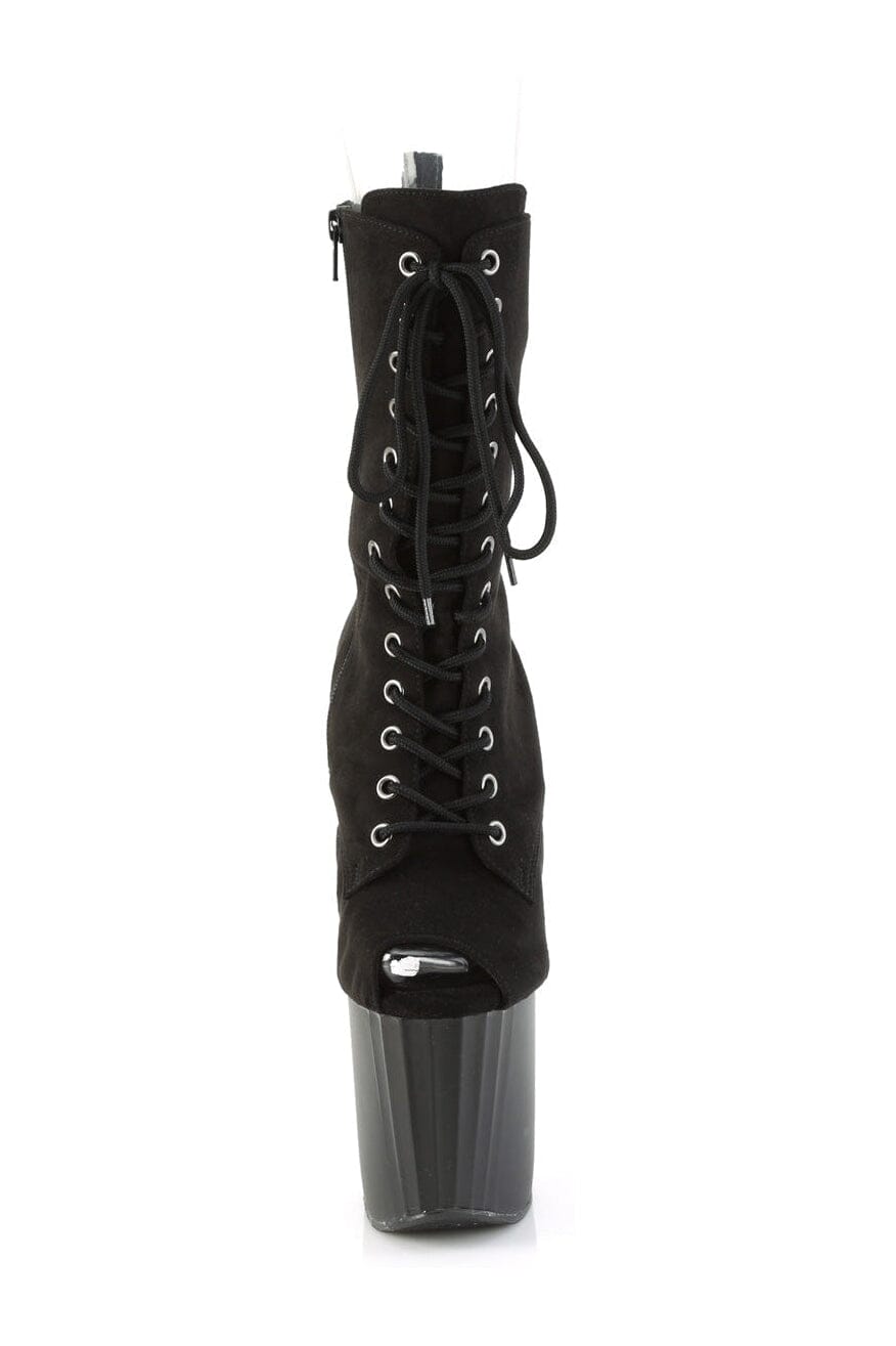 Pleaser ENCHANT-1041FS Black Faux Suede Ankle Boot in Black Faux Suede