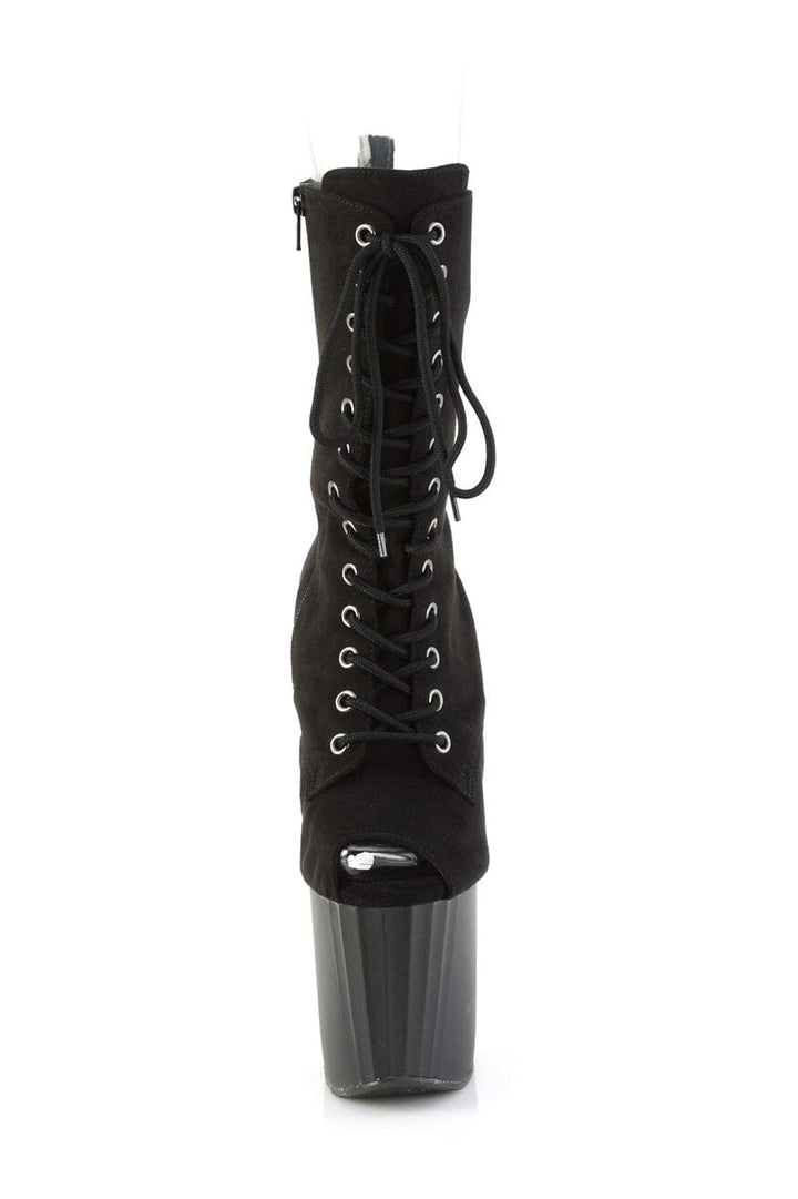 ENCHANT-1041FS Black Faux Suede Ankle Boot
