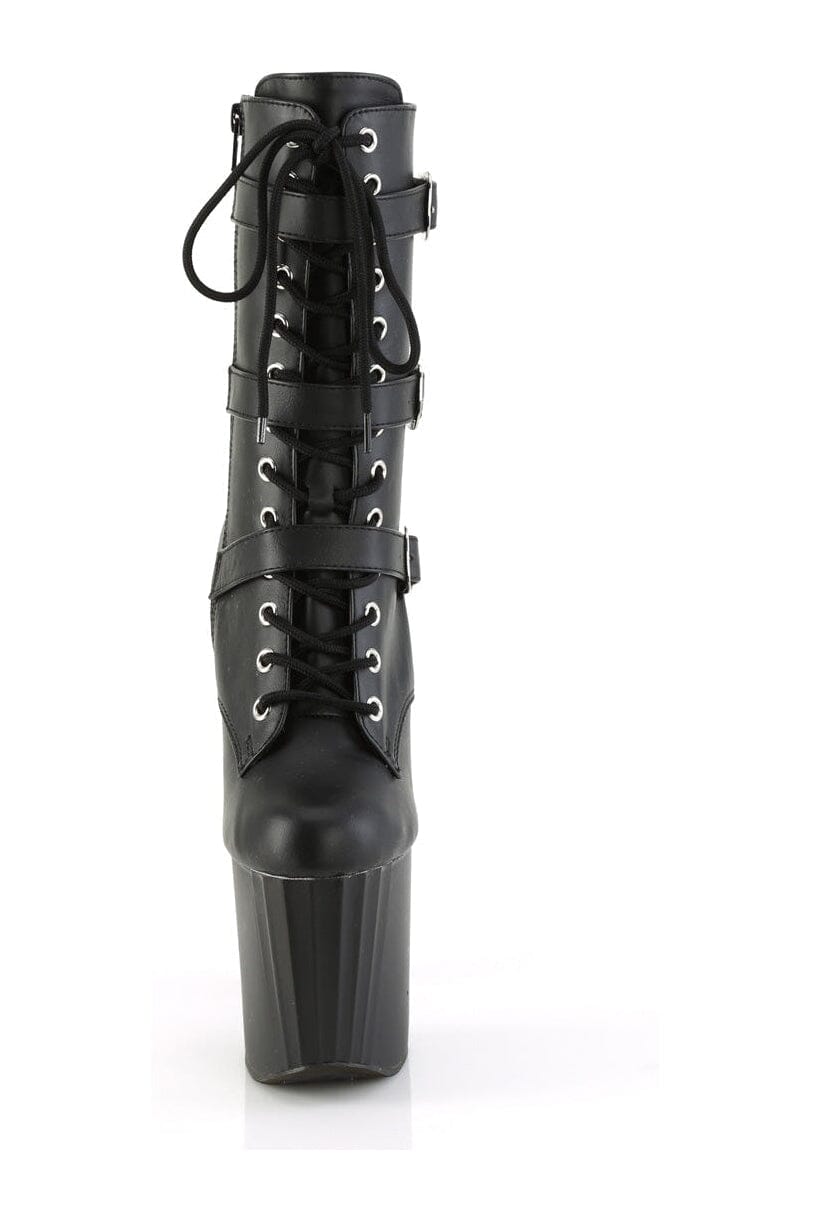 Pleaser ENCHANT-1043 Black Faux Leather Ankle Boot in Black Faux Leather
