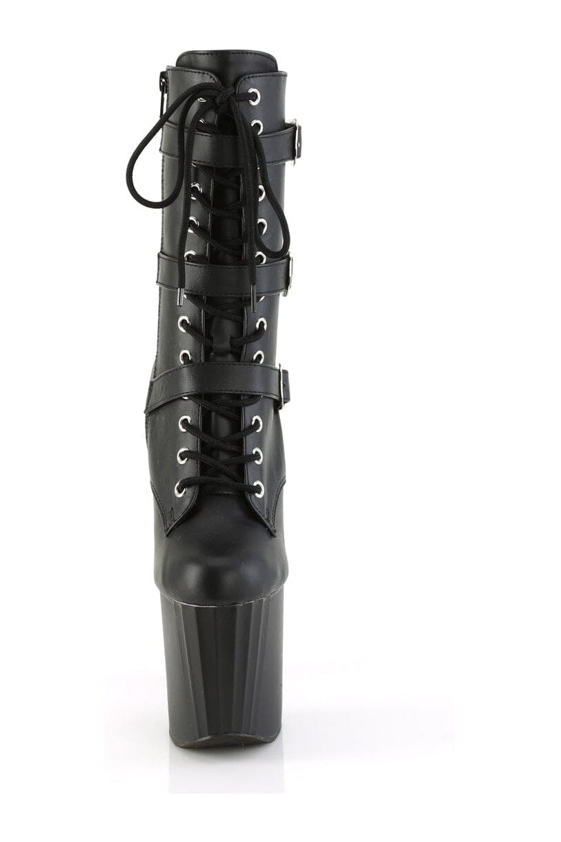 ENCHANT-1043 Black Faux Leather Ankle Boot-Ankle Boots-Pleaser-SEXYSHOES.COM