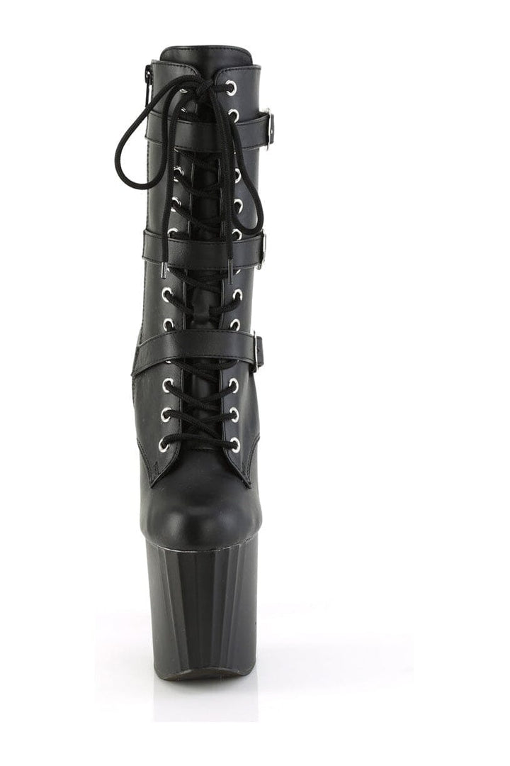 ENCHANT-1043 Black Faux Leather Ankle Boot