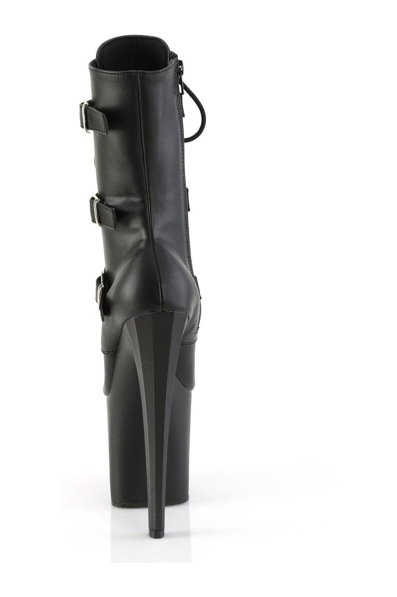 Pleaser ENCHANT-1043 Black Faux Leather Ankle Boot in Black Faux Leather