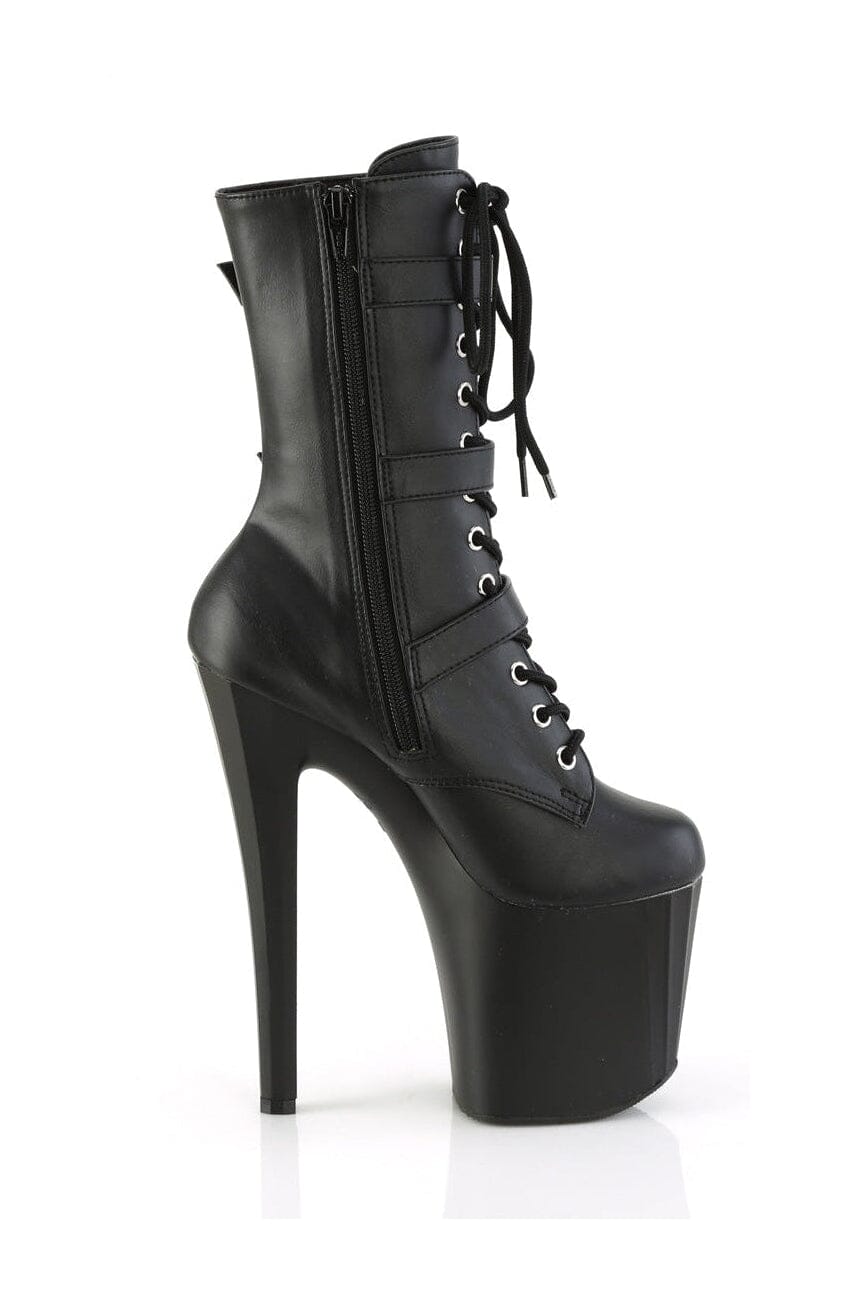 ENCHANT-1043 Black Faux Leather Ankle Boot-Ankle Boots-Pleaser-SEXYSHOES.COM