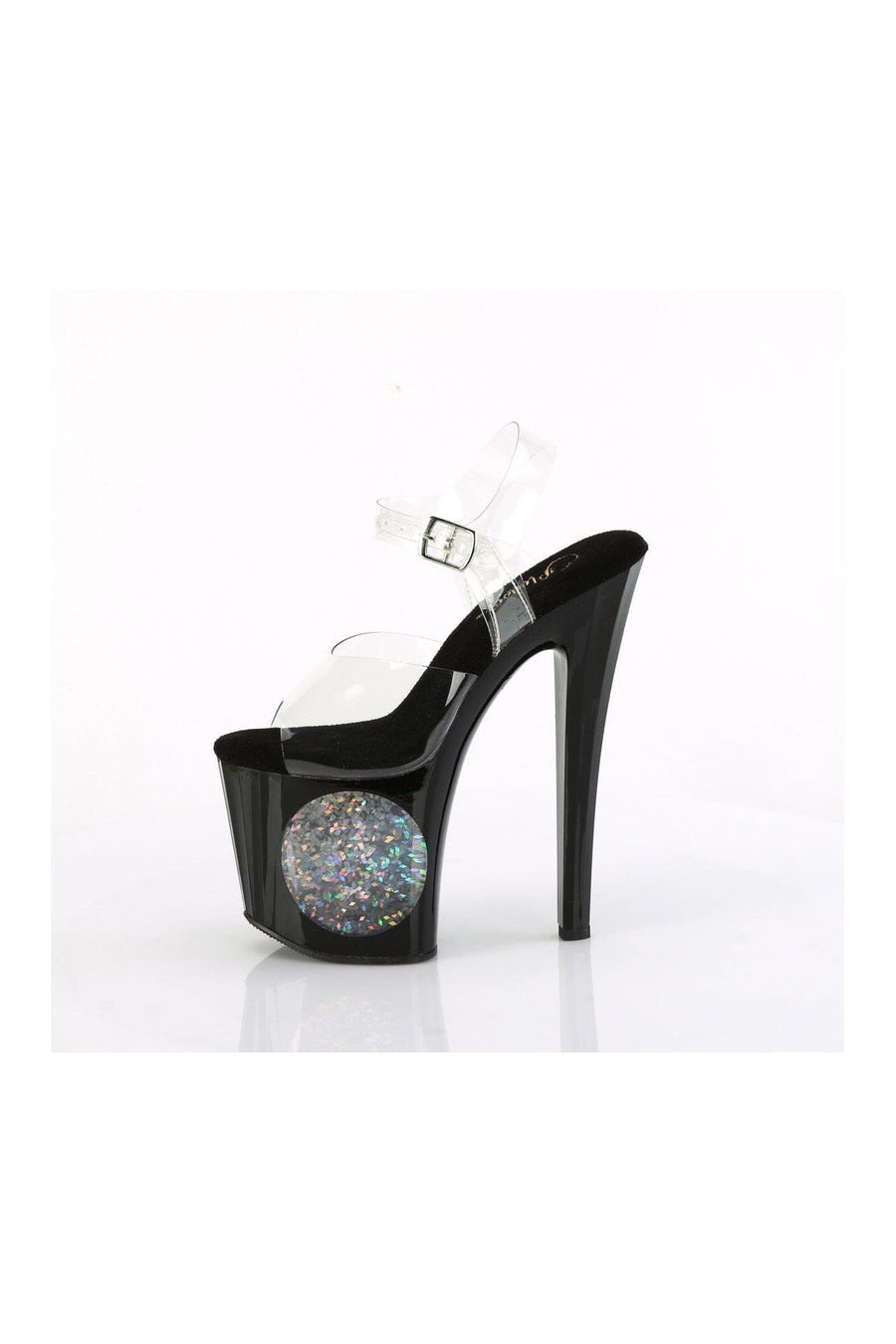 Pleaser ENCHANT-708LT-CIRCLE Clear Vinyl Sandal in Clear Vinyl
