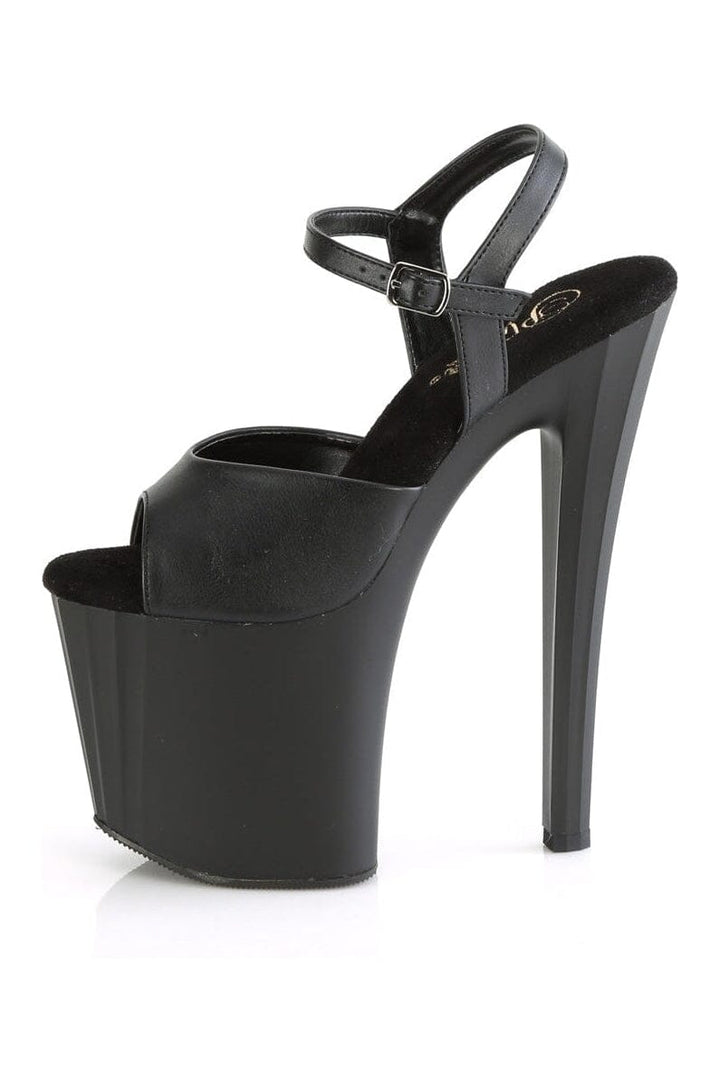 ENCHANT-709 Black Faux Leather Sandal-Sandals-Pleaser-SEXYSHOES.COM