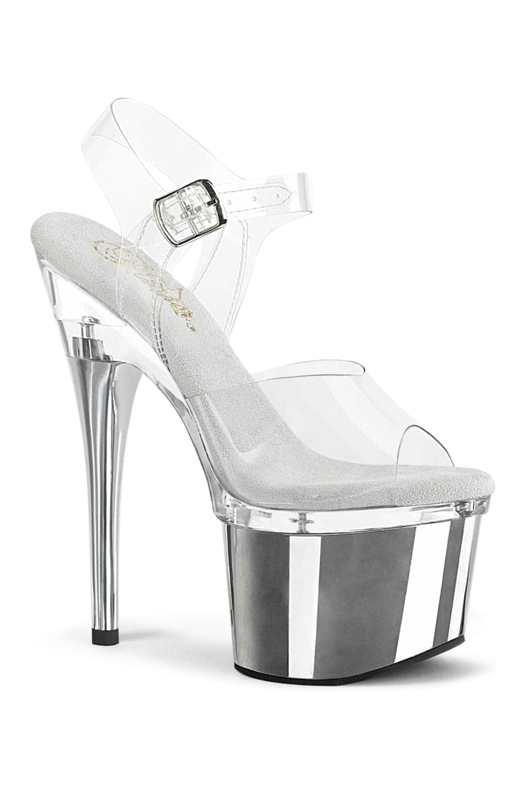Pleaser ESTEEM-708 Clear Vinyl Sandal in Clear Vinyl from SexyShoes.com