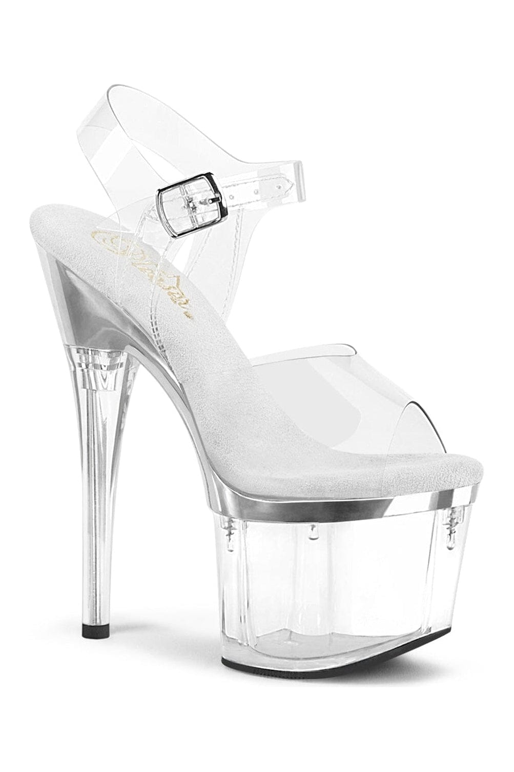 Pleaser ESTEEM-708 Clear Vinyl Sandal in Clear Vinyl from SexyShoes.com