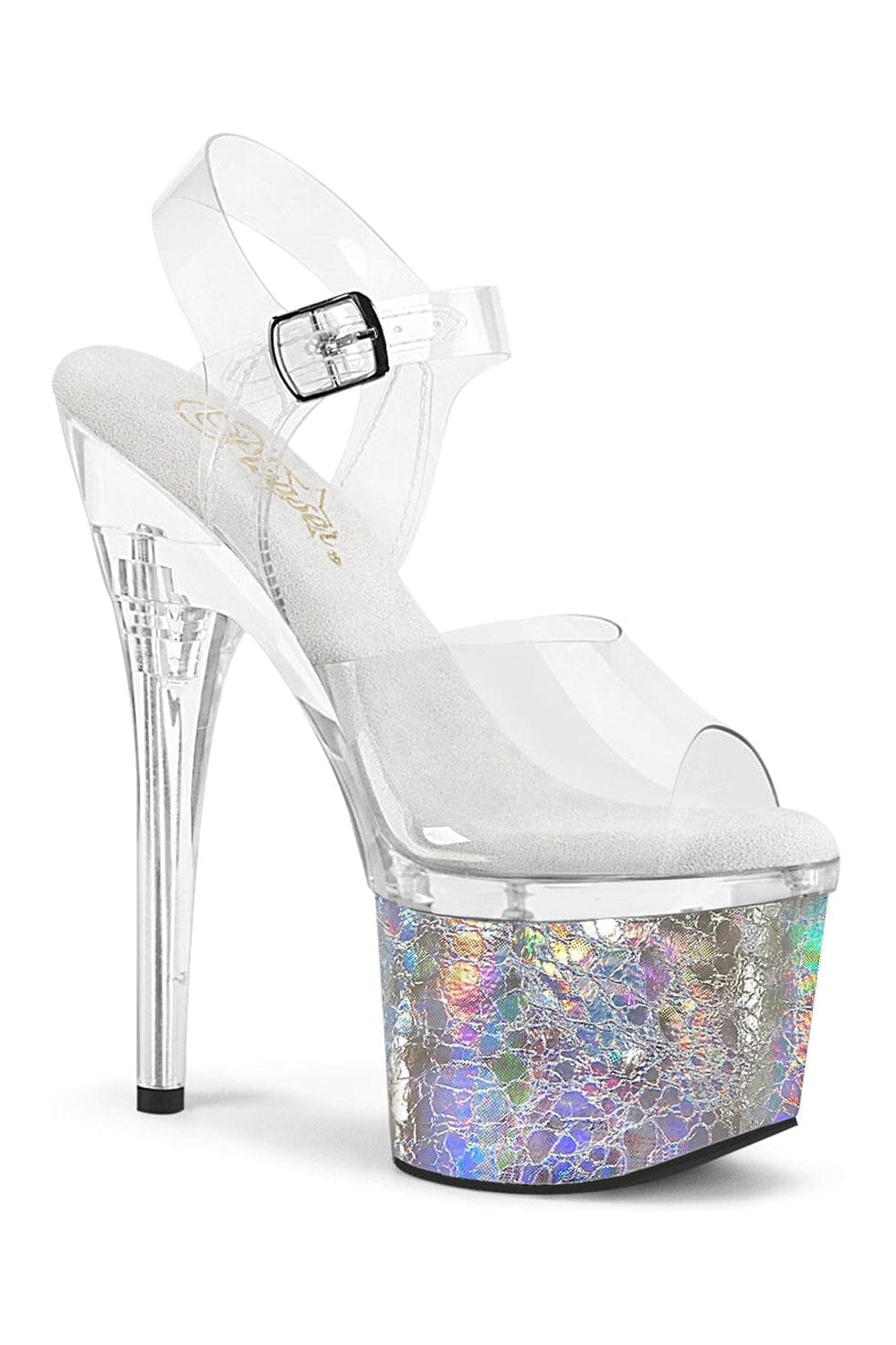 Pleaser ESTEEM-708CK Clear Vinyl Sandal in Clear Vinyl from SexyShoes.com