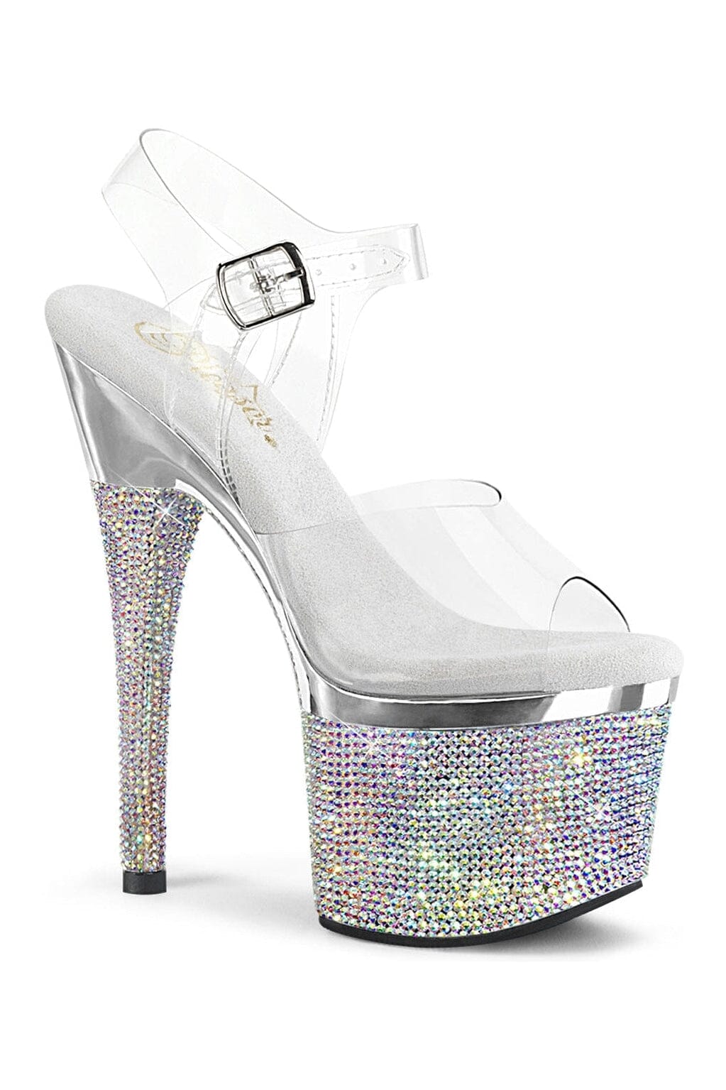 Pleaser ESTEEM-708DM Clear Vinyl Sandal in Clear Vinyl from SexyShoes.com