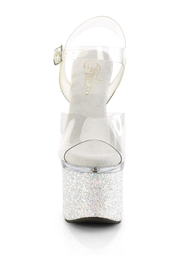 Pleaser ESTEEM-708LG Clear Vinyl Sandal in Clear Vinyl