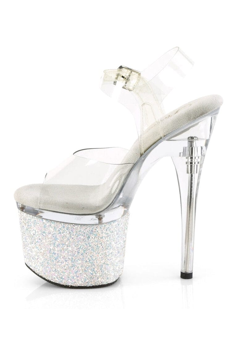 Pleaser ESTEEM-708LG Clear Vinyl Sandal in Clear Vinyl