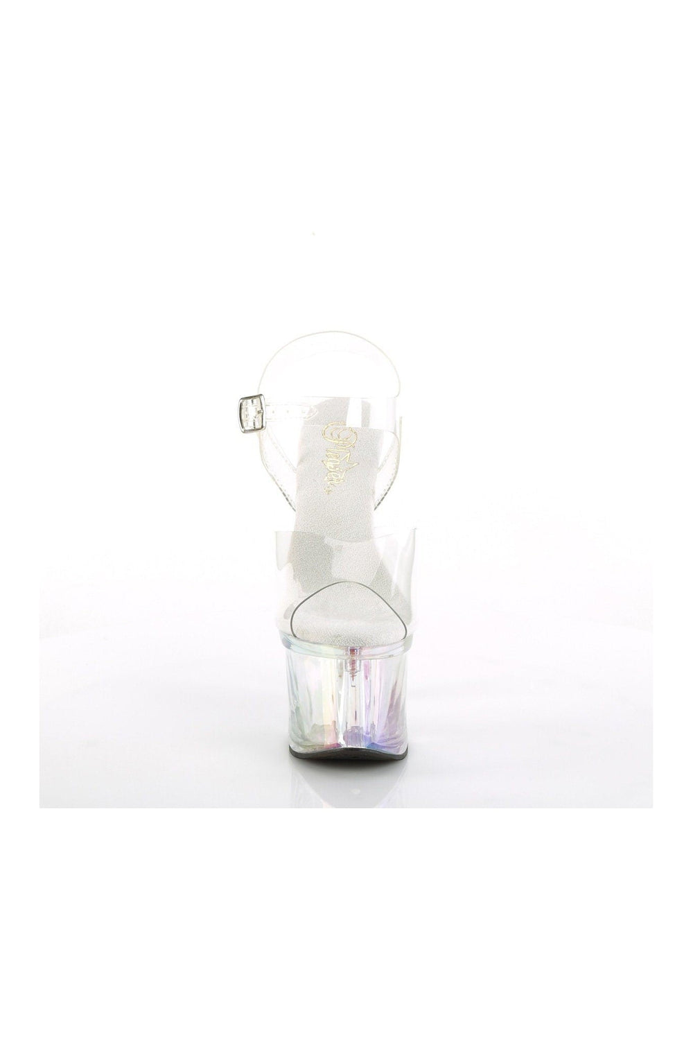 Pleaser ESTEEM-708RBP Sandal in Clear Vinyl