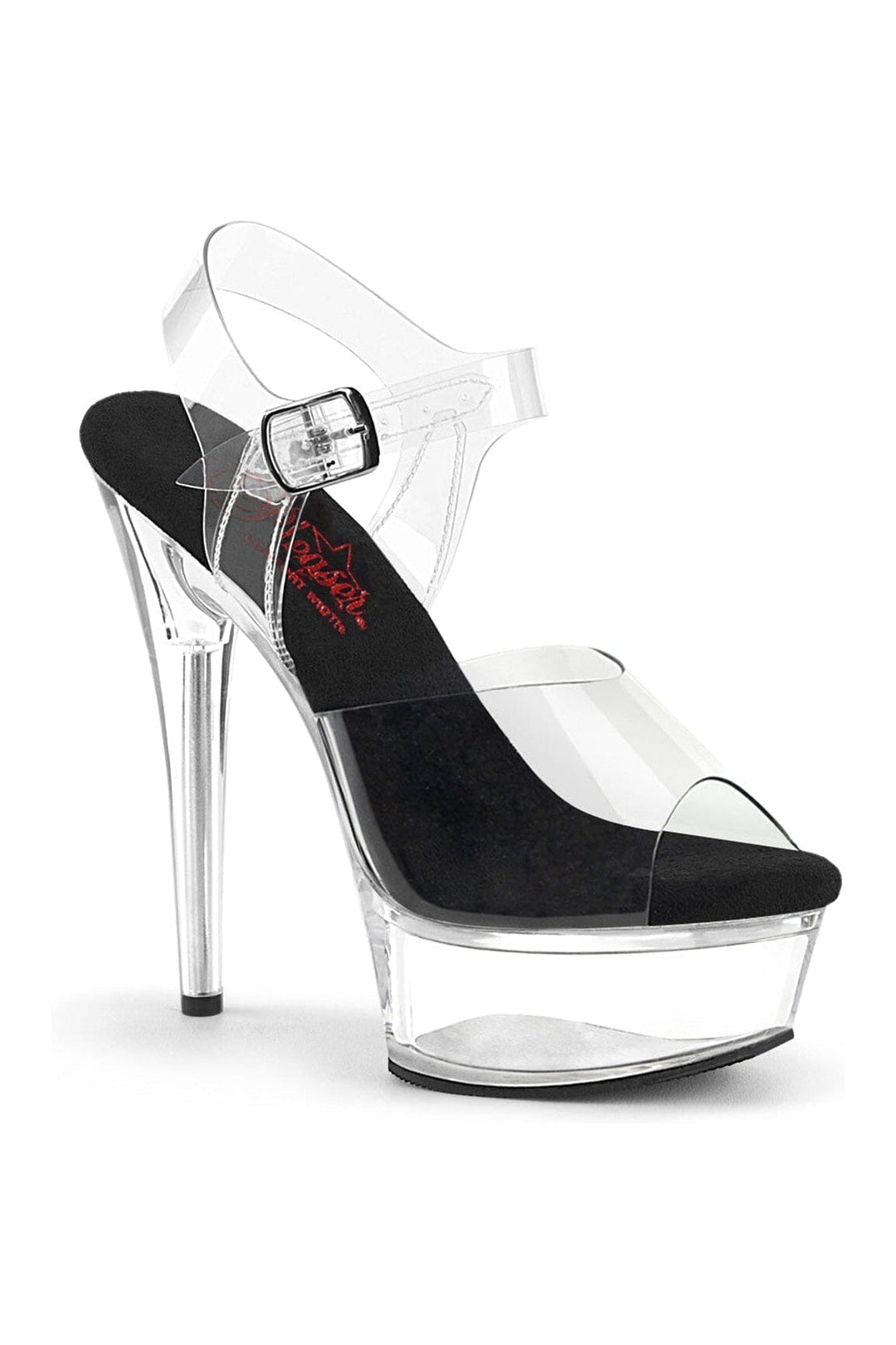 Pleaser EXCITE-608 Clear Vinyl Sandal in Clear Vinyl from SexyShoes.com