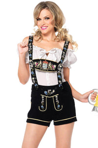 Leg Avenue 2 Piece Edelweiss Lederhosen Costume in White 
