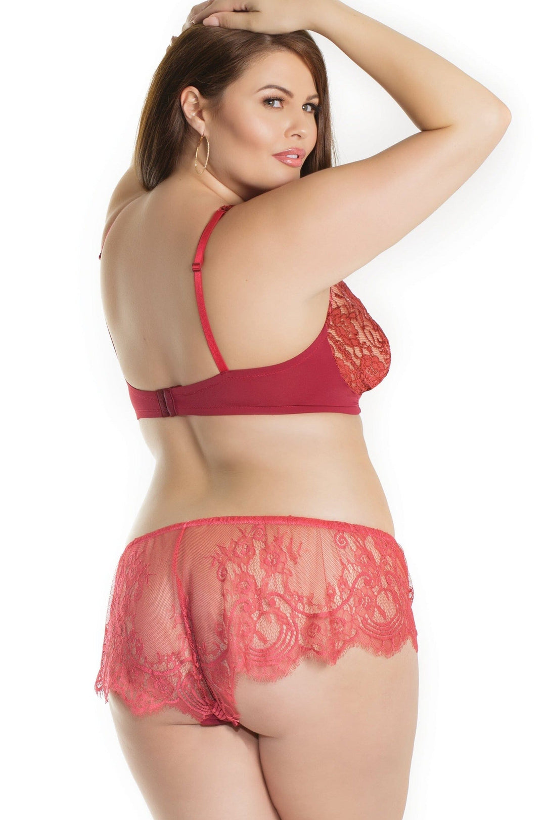 Eyelash Lace Flared Panty | Plus Size-Panties-Coquette-Red-Q-SEXYSHOES.COM