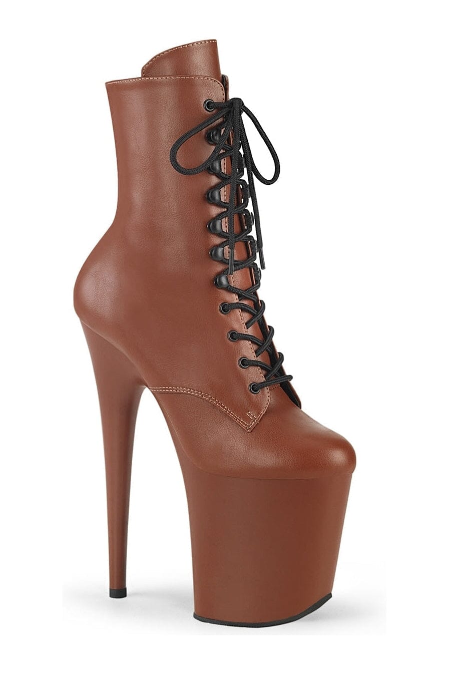 FLAMINGO-1020 Brown Faux Leather Ankle Boot-Ankle Boots-Pleaser-Brown-10-Faux Leather-SEXYSHOES.COM