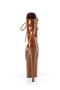 Pleaser FLAMINGO-1020 Brown Patent Ankle Boot in Brown Patent