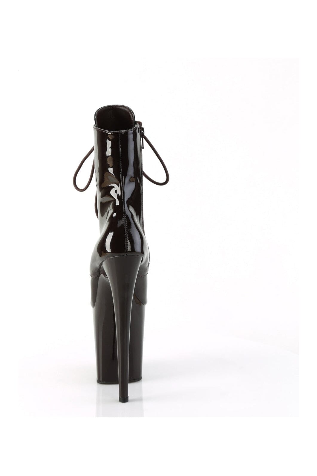 Pleaser FLAMINGO-1020 Brown Patent Ankle Boot in Brown Patent