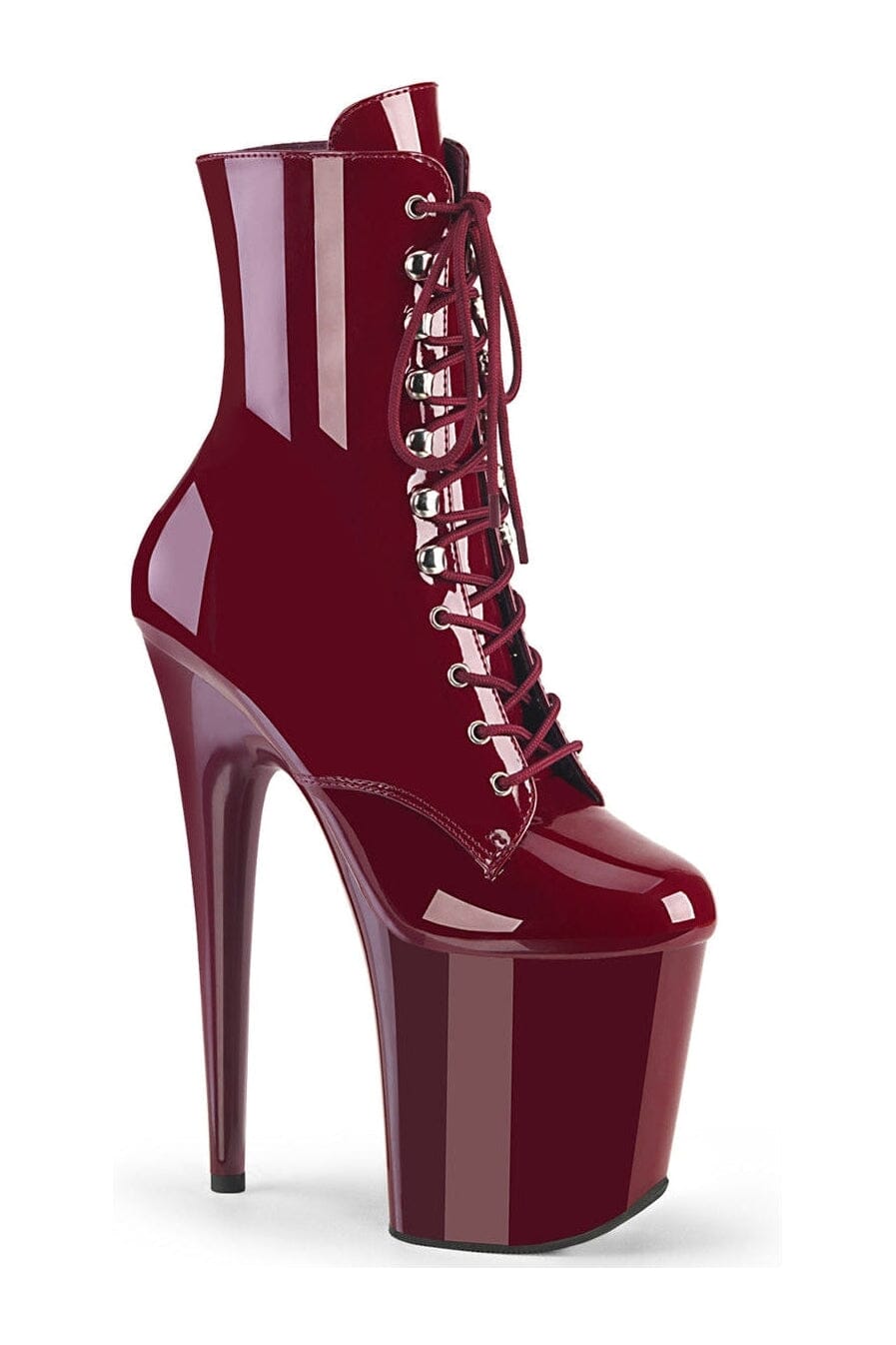 Pleaser FLAMINGO-1020 Burgundy Patent Ankle Boot in Burgundy Patent from SexyShoes.com