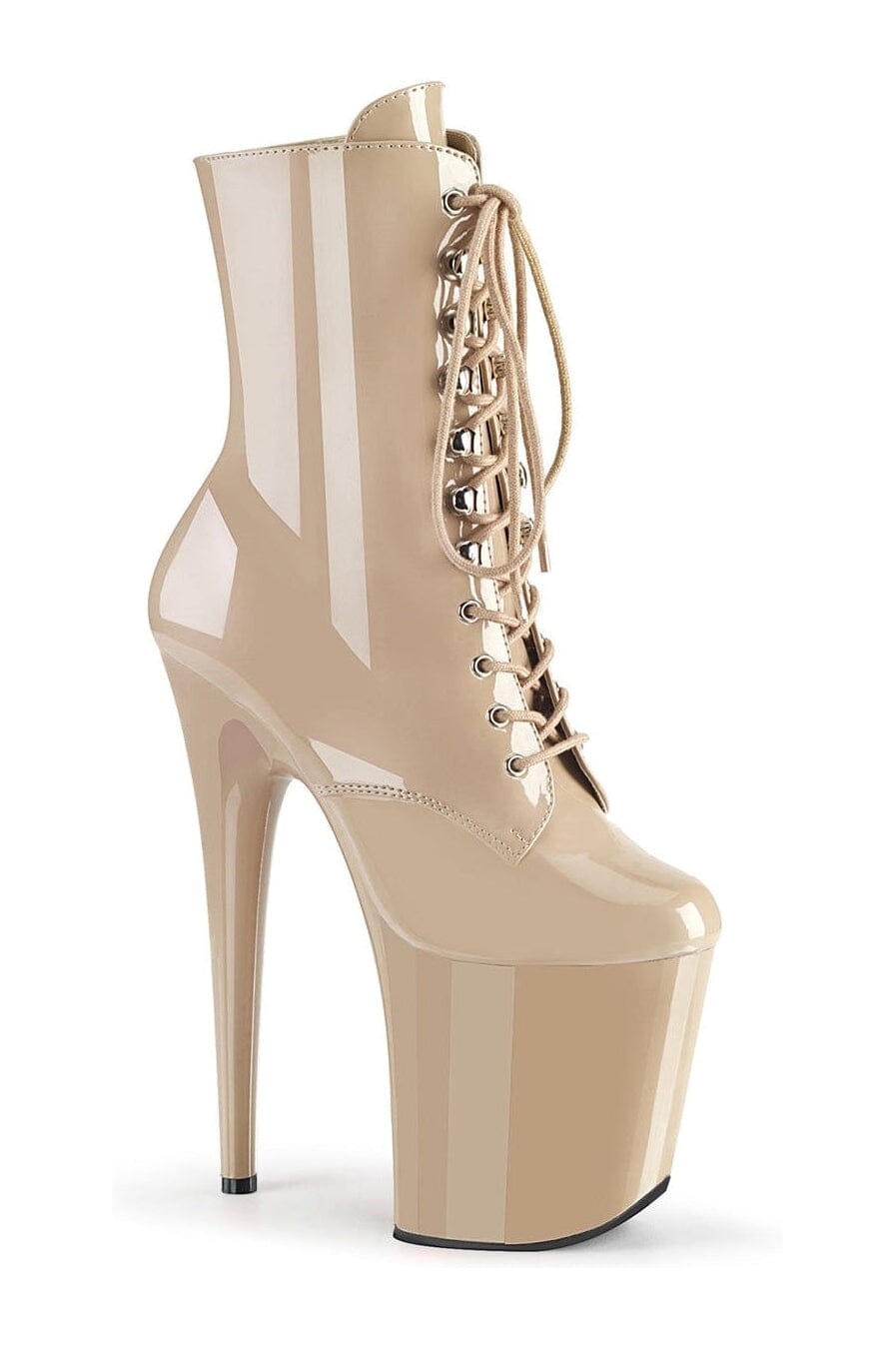 FLAMINGO-1020 Nude Patent Ankle Boot-Ankle Boots-Pleaser-Nude-13-Patent-SEXYSHOES.COM