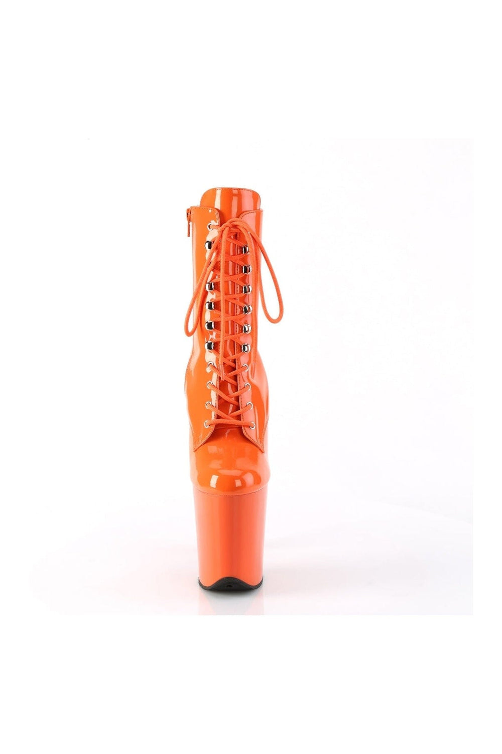 Pleaser FLAMINGO-1020 Orange Patent Ankle Boot in Orange Patent